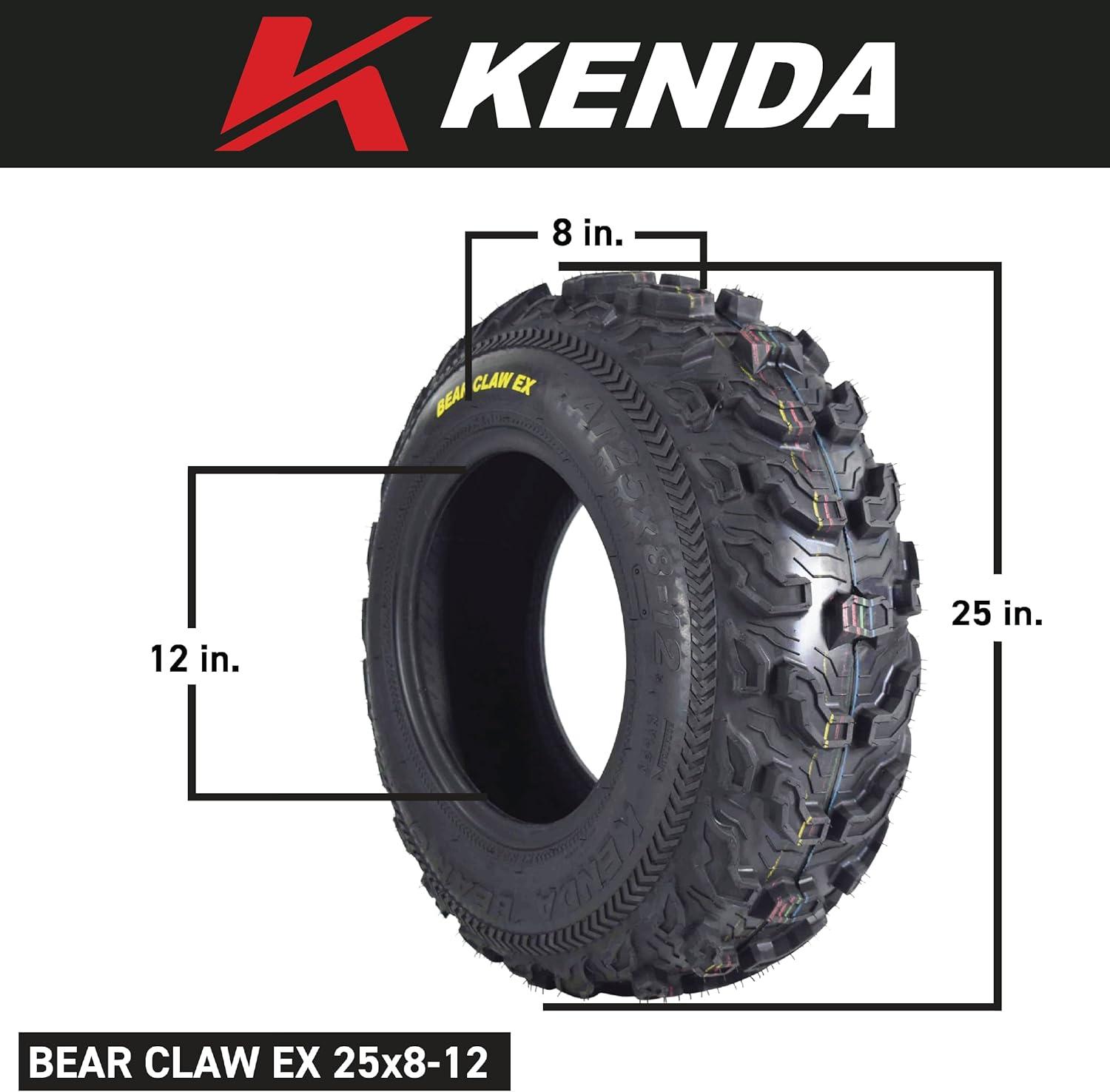 imageKenda Bearclaw EX K573  25x812 Front ampamp 25x1110 Rear Tires for All Terrain ATV UTV and Side by Side SxS Vehicles  6Ply  Bear Claw EX 25x8x12 25x11x10 4Pack