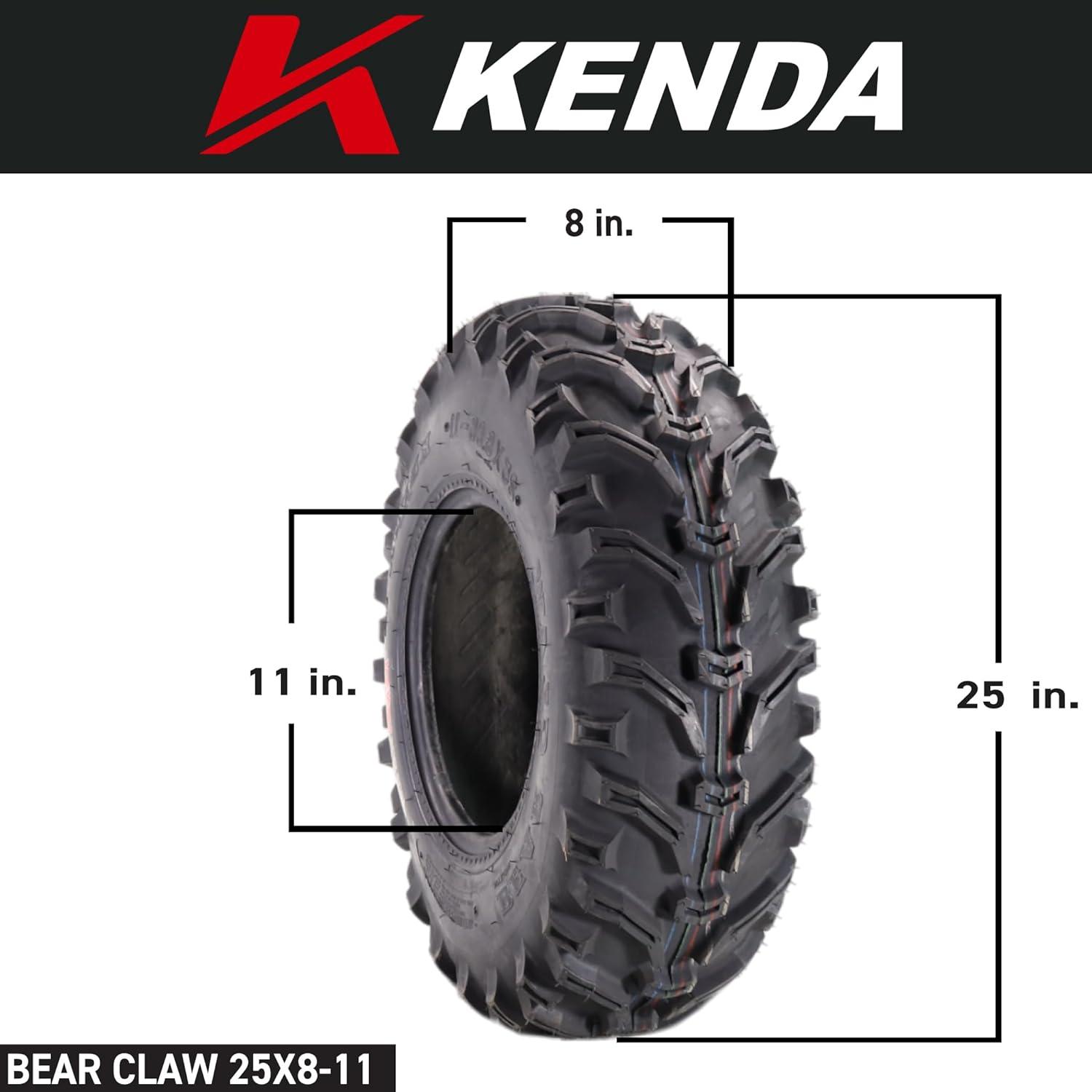 imageKenda Bearclaw K29925x811 Front Tire for All Terrain ATV UTV and Side by Side SxS Vehicles  6Ply  Bear Claw 25x8x11 with Kenda Keychain25x811