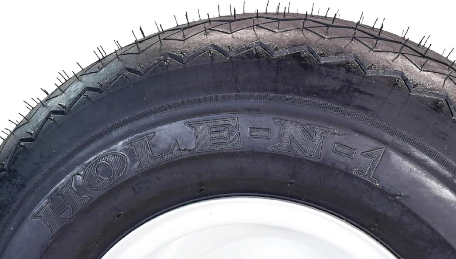 imageKenda HoleN1 K389 18x858 Golf Cart Tire with 4Ply Rating ampamp PreAssembled SemiGloss Black Wheel with Keychain  Hole in one 188584Pack18x858 White