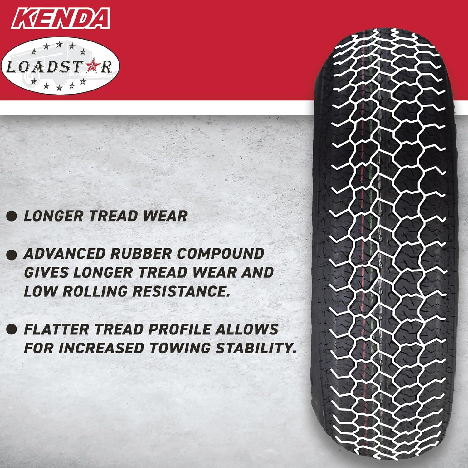 imageKenda K550 ST17580D13 Loadstar Trailer Tire BiasPly Tire for Superior Towing Performance with Enhanced Stability for Utility Trailers Cargo Trailers and Boats with Kenda Keychain 4 PackST20575D15 4 Pack