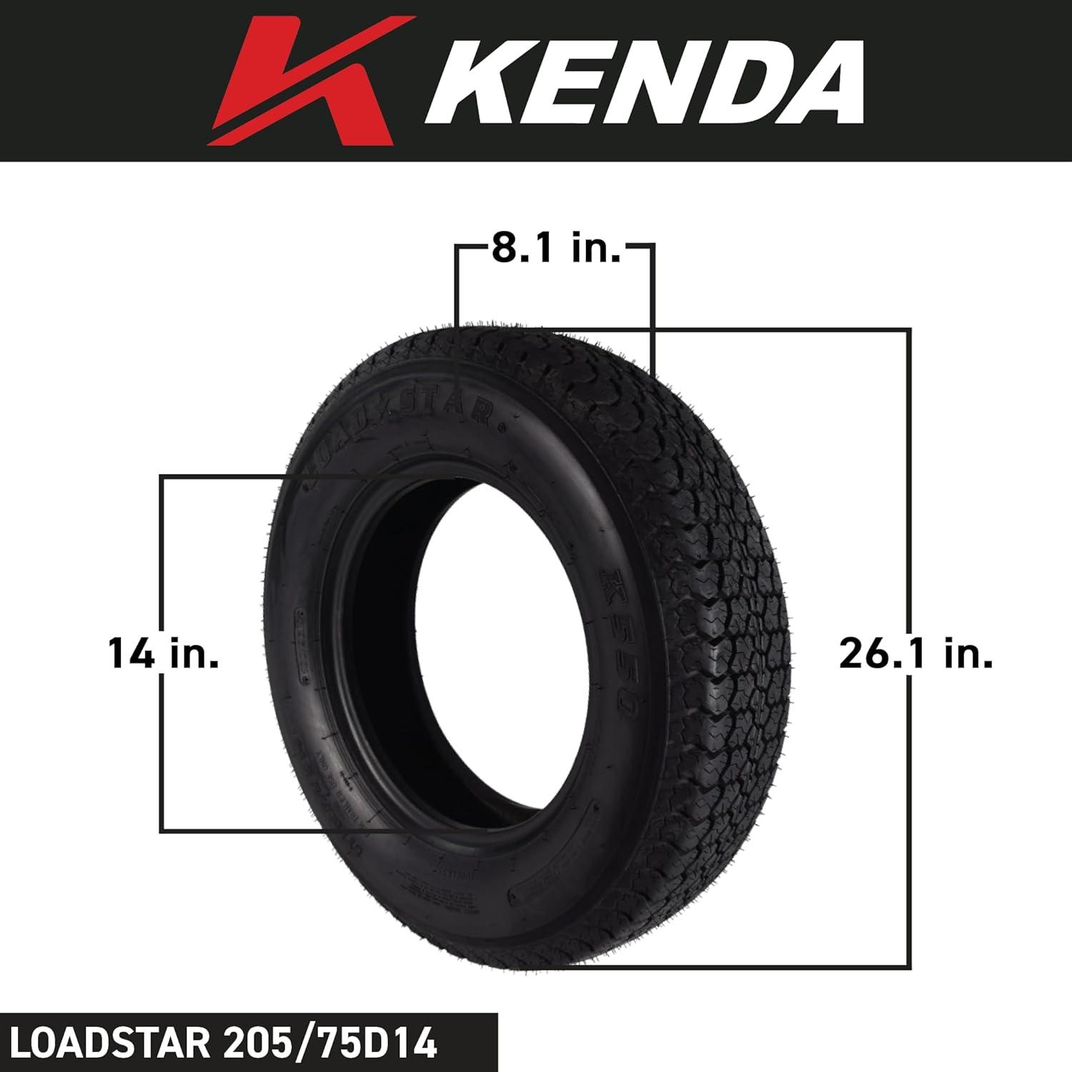 imageKenda K550 ST17580D13 Loadstar Trailer Tire BiasPly Tire for Superior Towing Performance with Enhanced Stability for Utility Trailers Cargo Trailers and Boats with Kenda Keychain 4 PackST20575D14 4 Pack