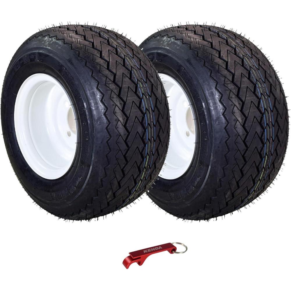 imageKenda HoleN1 K389 18x858 Golf Cart Tire with 4Ply Rating ampamp PreAssembled SemiGloss Black Wheel with Keychain  Hole in one 188584Pack18x858 White 2 Pack