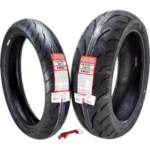 imageKenda KM1 KM001 12070ZR17 Front 58W ampamp 18055ZR17 Rear 73W Tires for Sport Touring Motorcycles Radial with HighSpeed Stability ampamp Excellent Wet Grip wKeychain 1207017 1805517 2Pack1107017 F 1805517 R