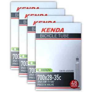 imageKenda Road Bicycle Tube Bundle  700 x 2835 27x118 114  Presta Valve  Four 4 Pack 48mm PV
